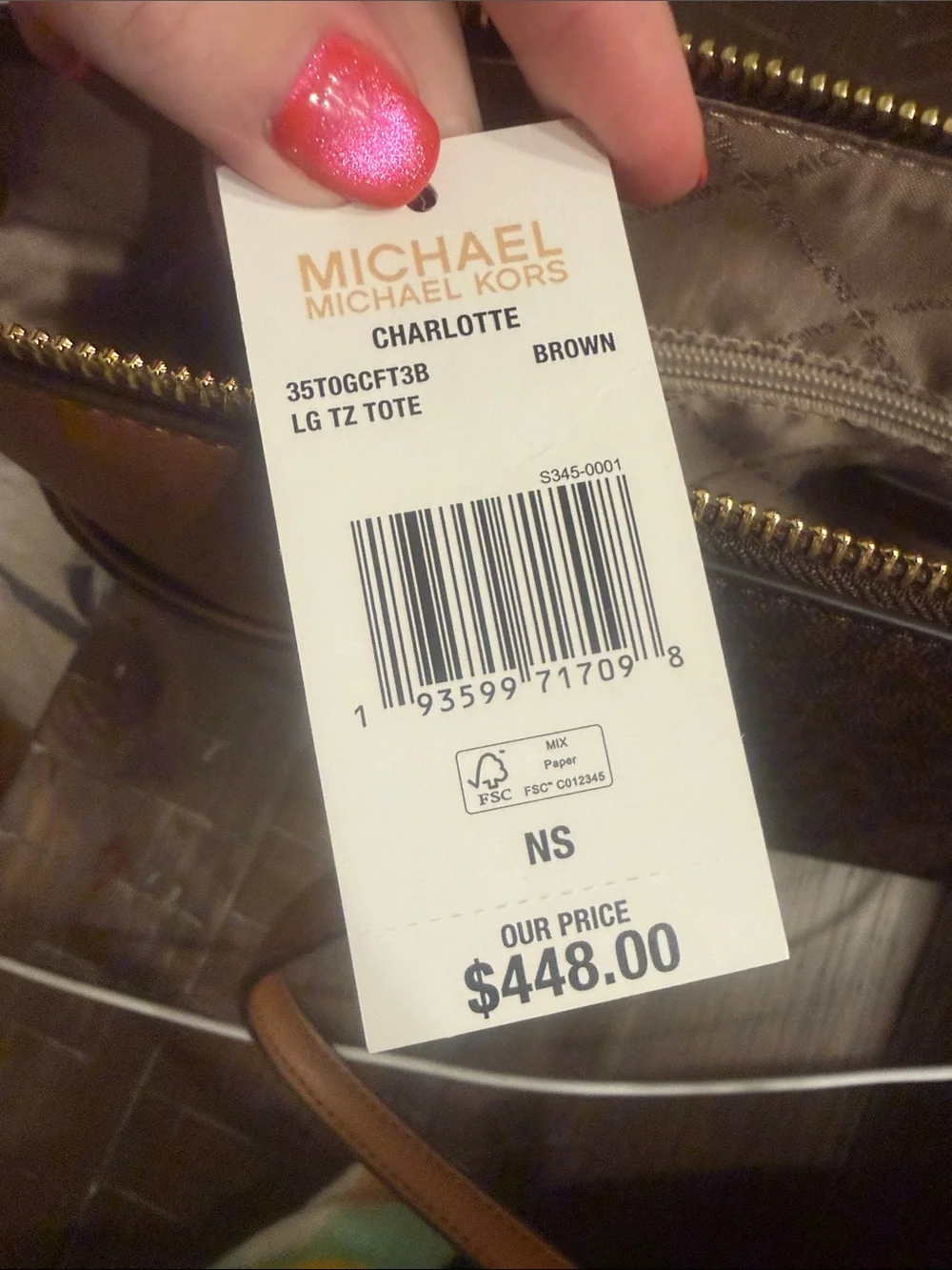 Michael Kors Brown Logo-Print Tote with Tan Trim - Picture 2 of 8